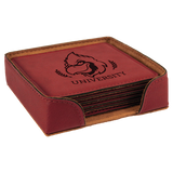 Rose Leatherette Square 6-Coaster Set