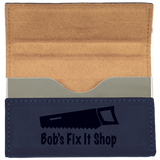 Blue Leatherette Hard Business Card Holder