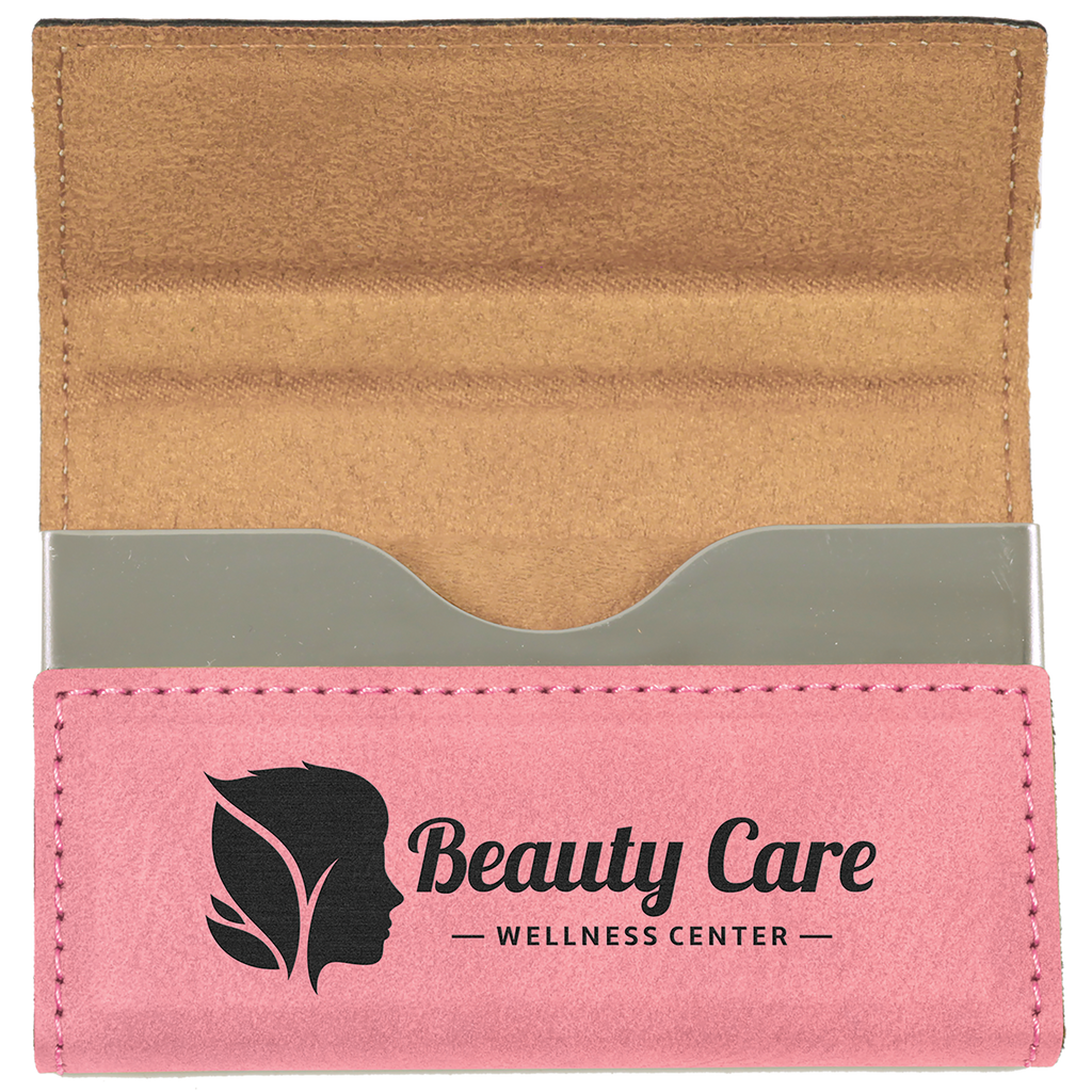 Pink Leatherette Hard Business Card Holder