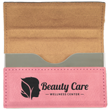 Pink Leatherette Hard Business Card Holder