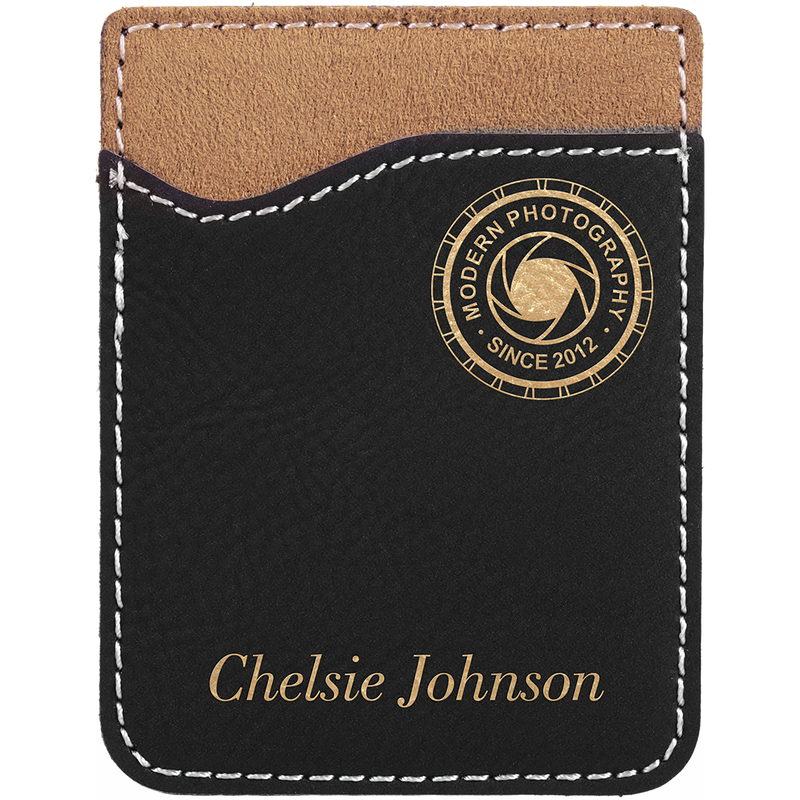 Black & Gold Leatherette Cell Phone Wallet