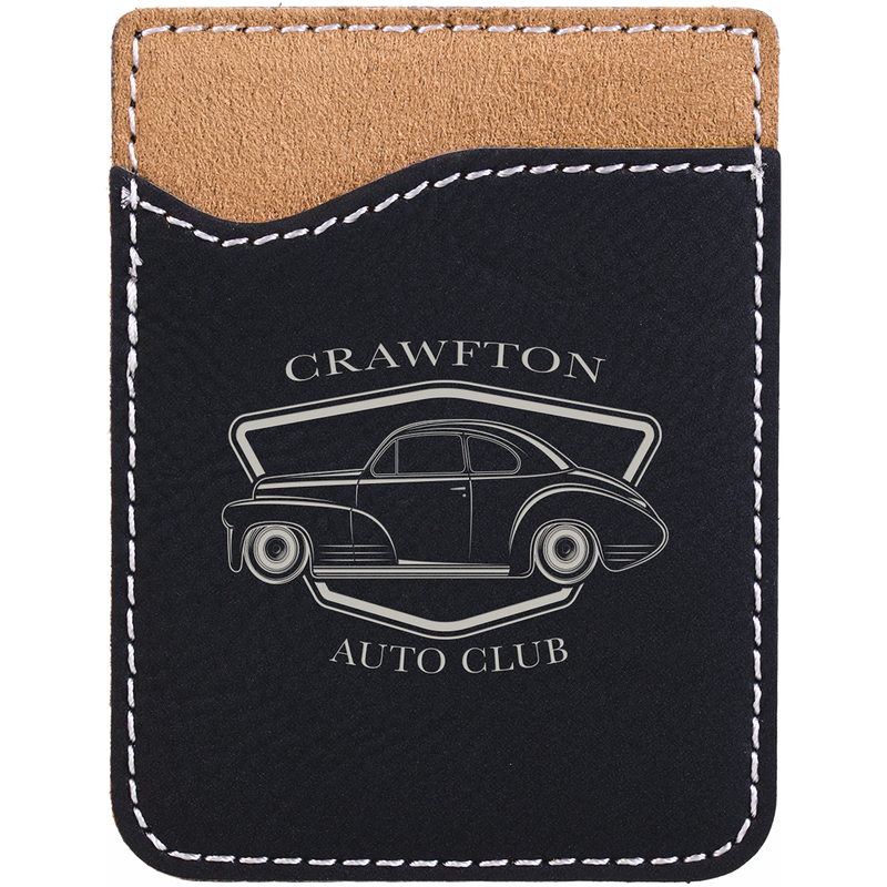 Black & Silver Leatherette Cell Phone Wallet