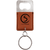 Rawhide Leatherette Rectangle Bottle Opener Keychain