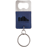 Blue Leatherette Rectangle Bottle Opener Keychain