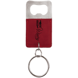 Rose Leatherette Rectangle Bottle Opener Keychain