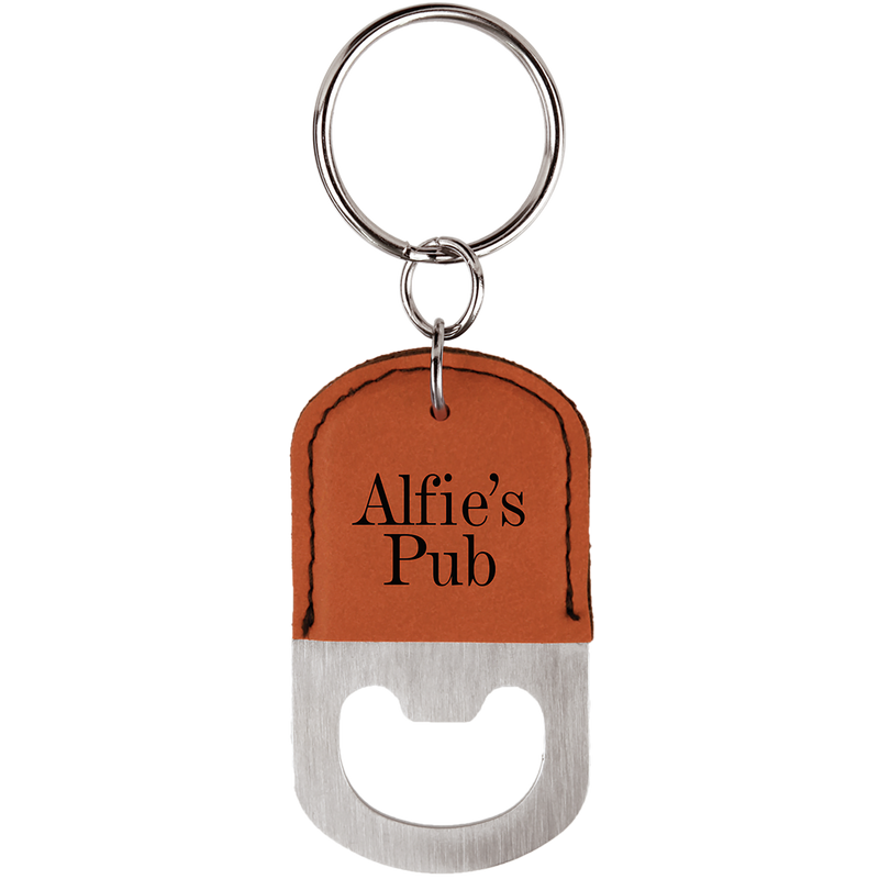 Rawhide Leatherette Oval Bottle Opener Keychain