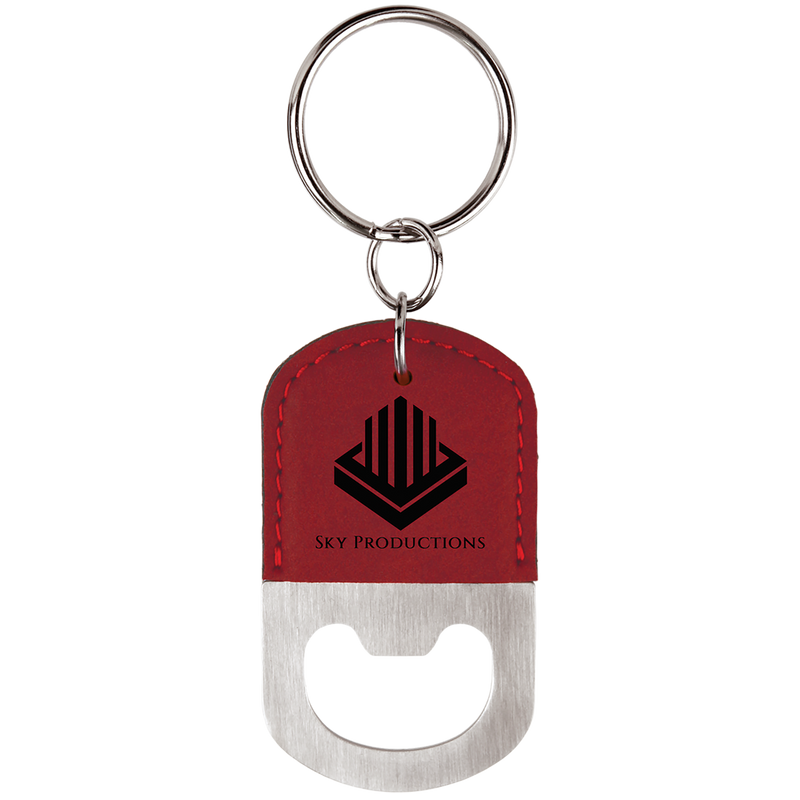 Rose Leatherette Oval Bottle Opener Keychain