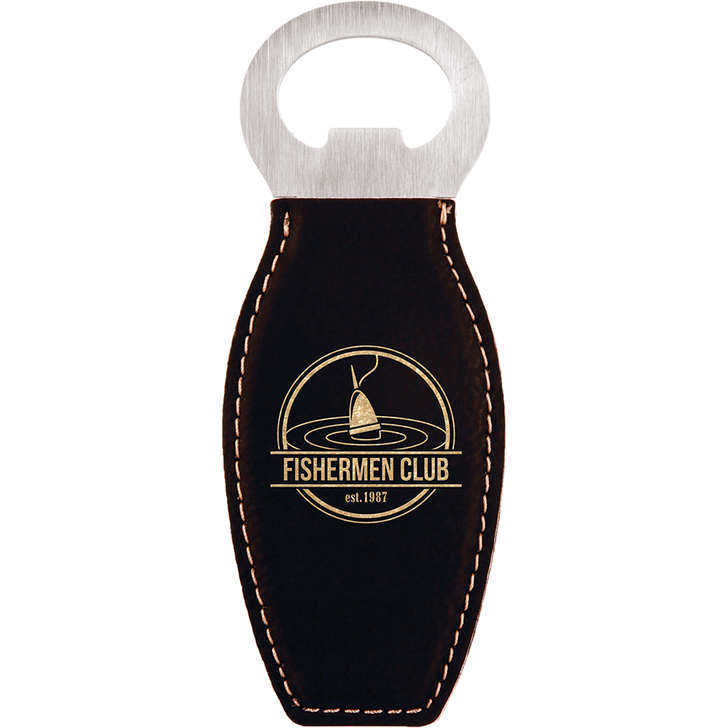 Black & Gold Leatherette Rounded Bottle Opener