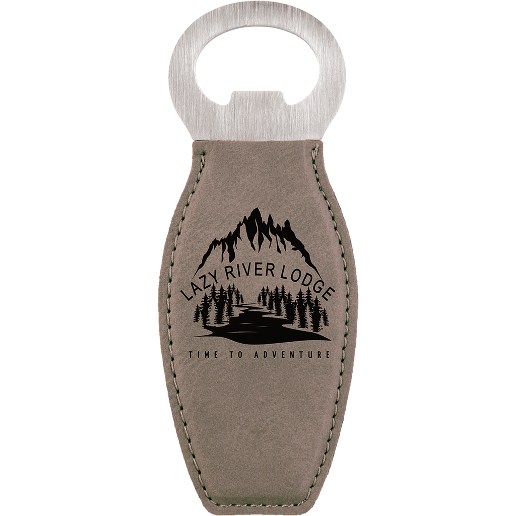 Gray Leatherette Rounded Bottle Opener
