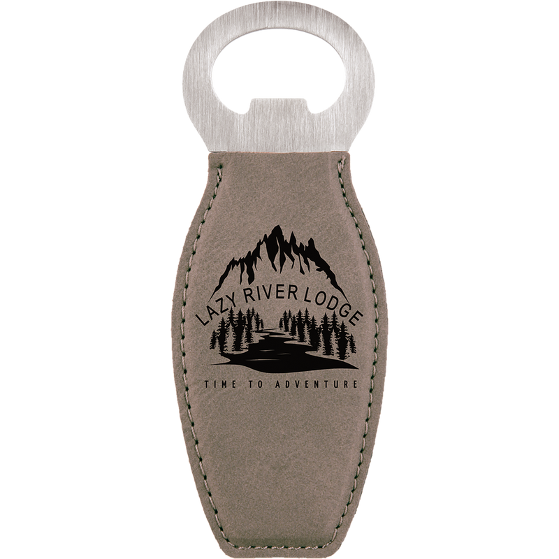 Gray Leatherette Rounded Bottle Opener