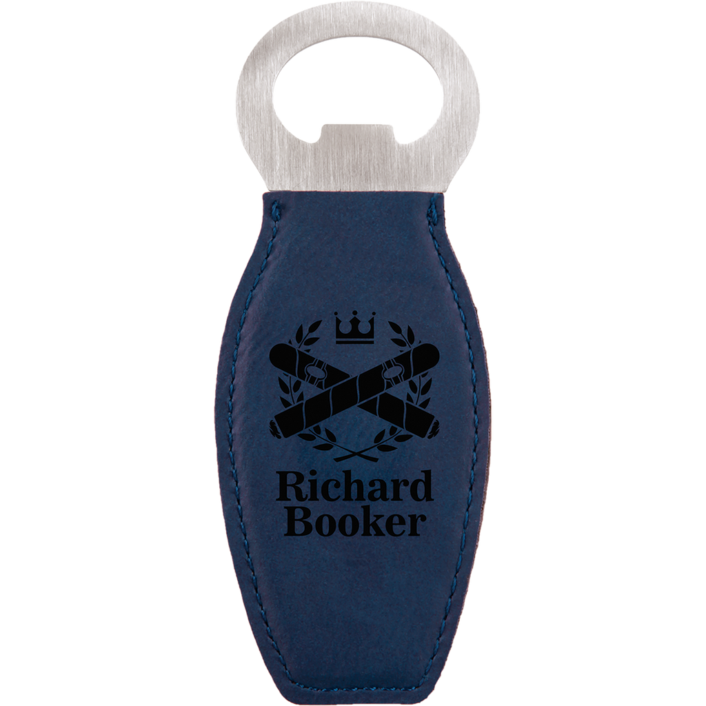 Blue Leatherette Rounded Bottle Opener