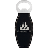 Black & Silver Leatherette Rounded Bottle Opener