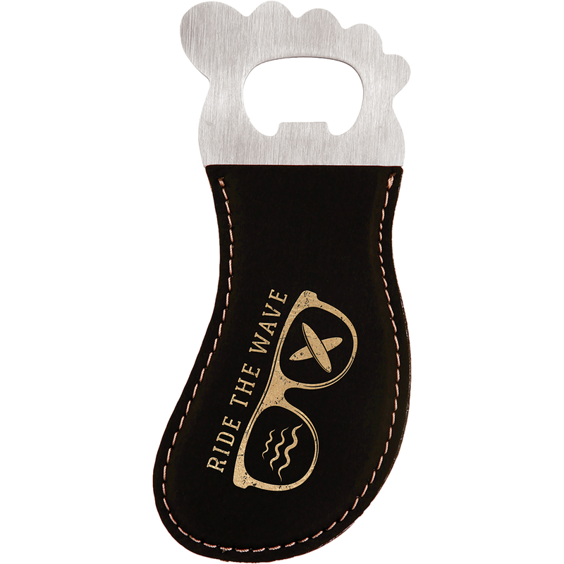 Black & Gold Leatherette Foot-Shaped Bottle Opener