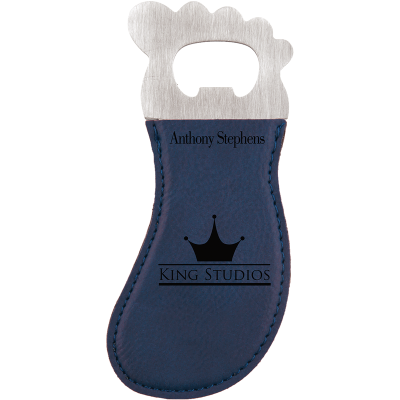 Blue Leatherette Foot-Shaped Bottle Opener
