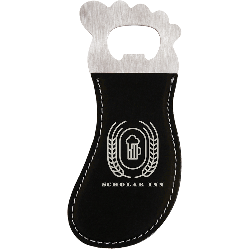 Black & Silver Leatherette Foot-Shaped Bottle Opener