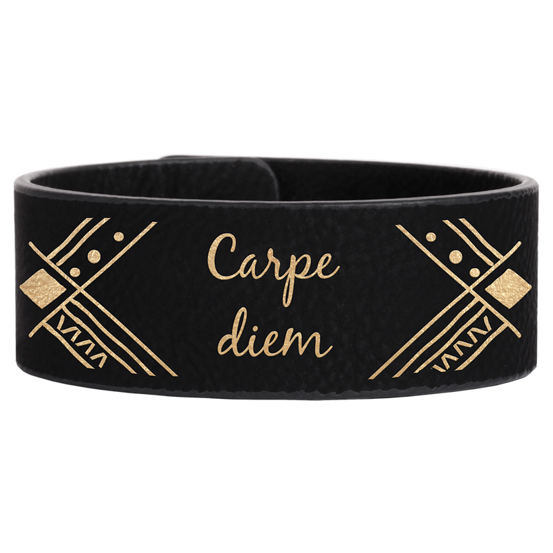 9 1/2" x 1" Black & Gold Leatherette Cuff Bracelet