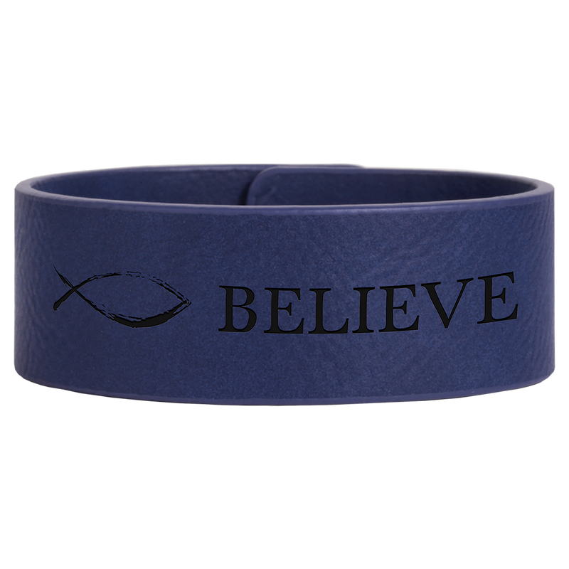 9 1/2" x 1" Blue Leatherette Cuff Bracelet