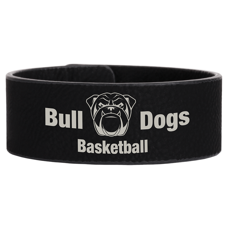 9 1/2" x 1" Black & Silver Leatherette Cuff Bracelet