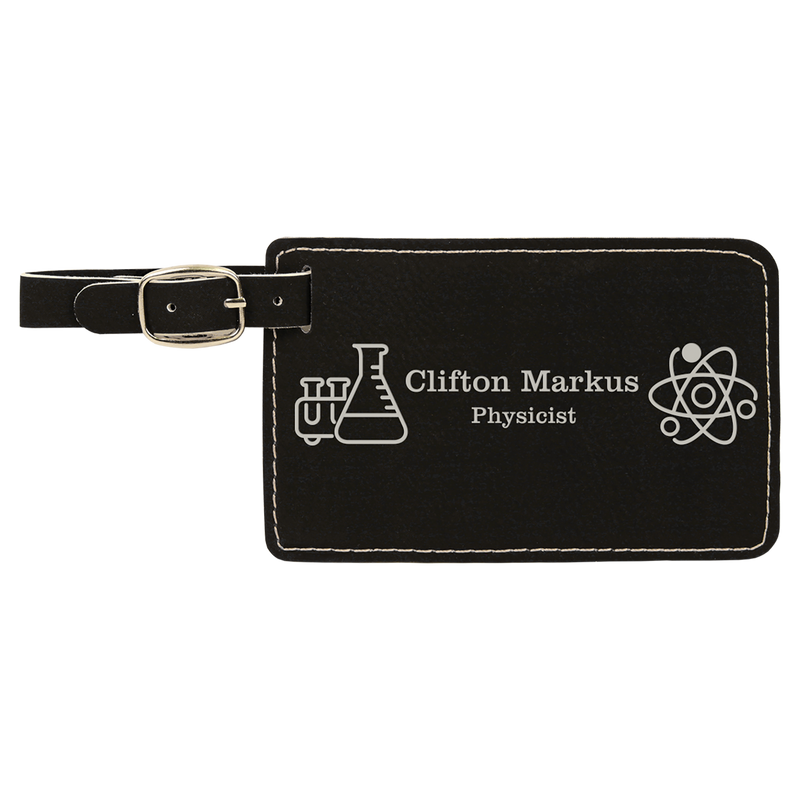 Black & Silver Leatherette Luggage Tag