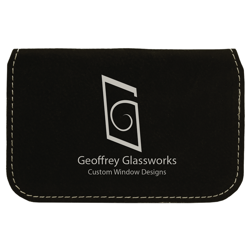 Black & Silver Leatherette Flexible Business Card Holder