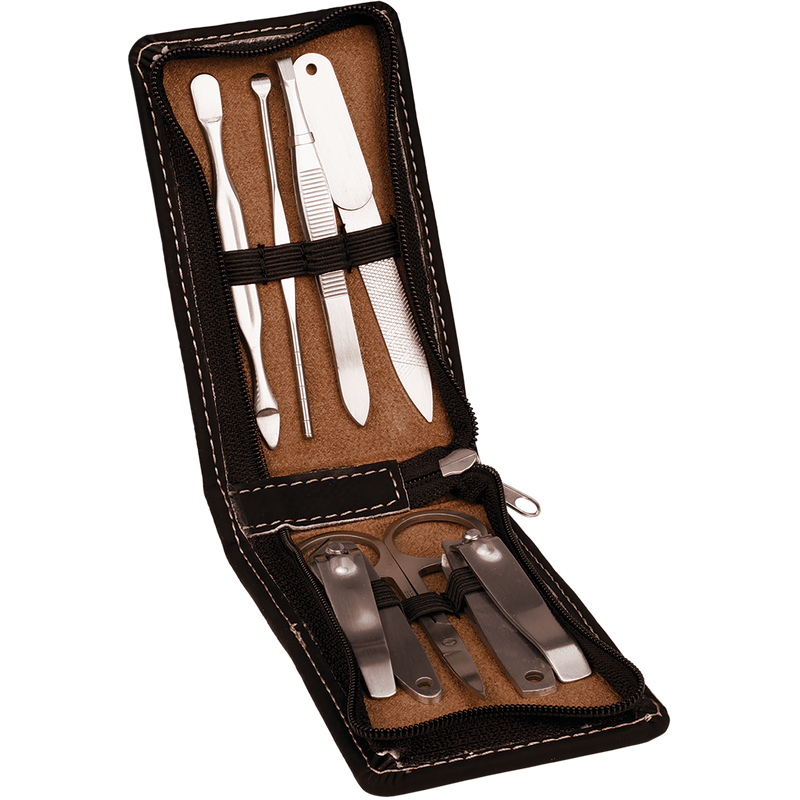 Black & Silver Leatherette Manicure Set