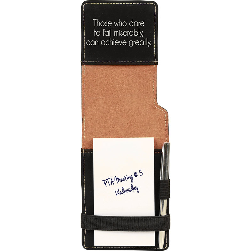 Black & Silver Leatherette Mini Notepad with Pen & Paper