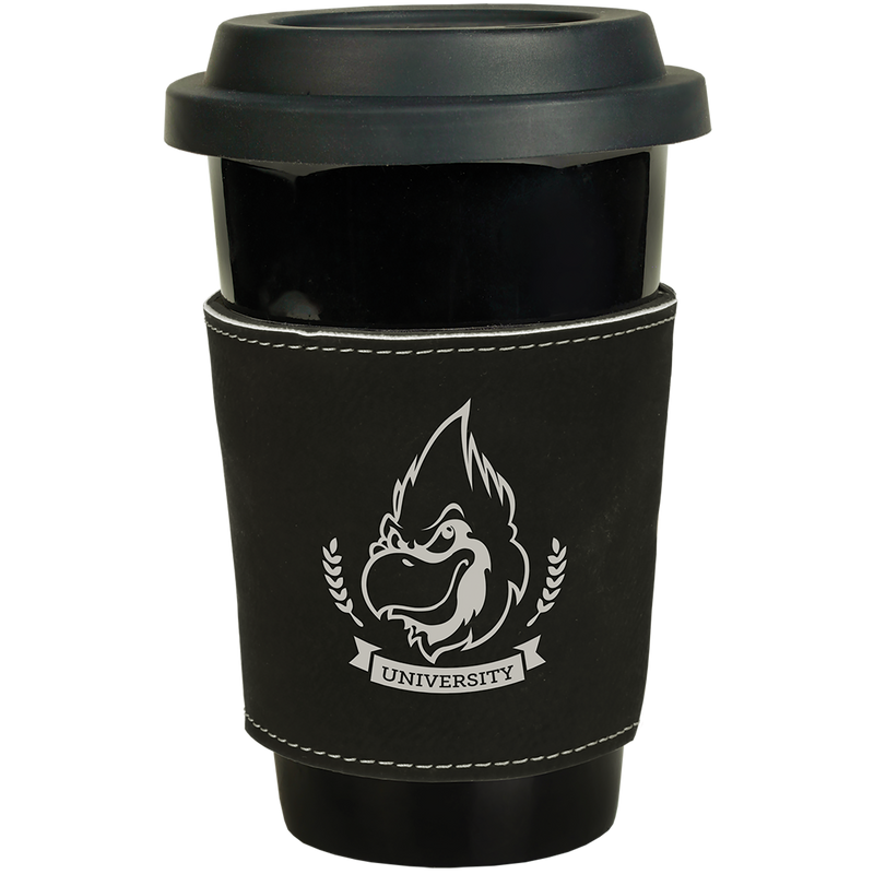 Black & Silver Leatherette Latte Mug Sleeve