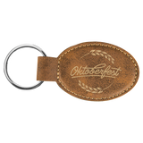 Rustic & Gold Leatherette Oval Keychain