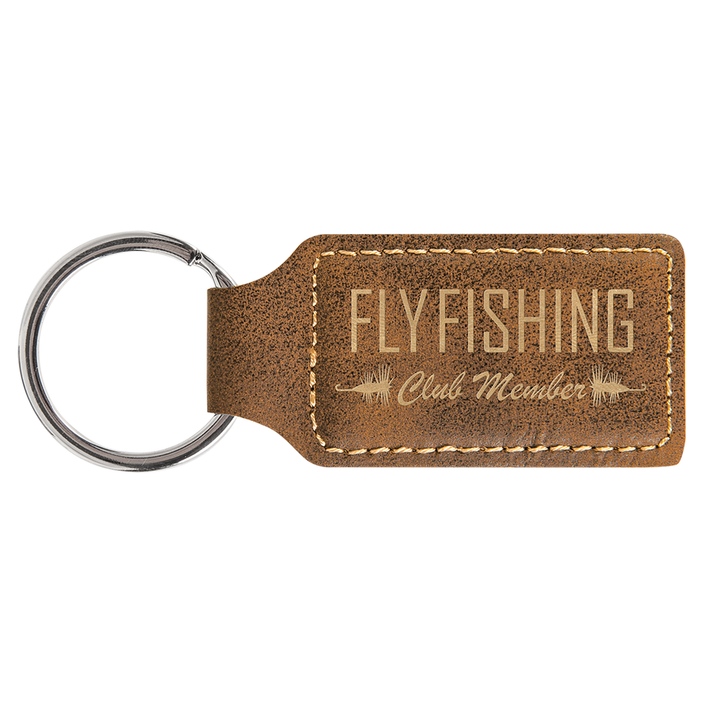 Rustic & Gold Leatherette Rectangle Keychain
