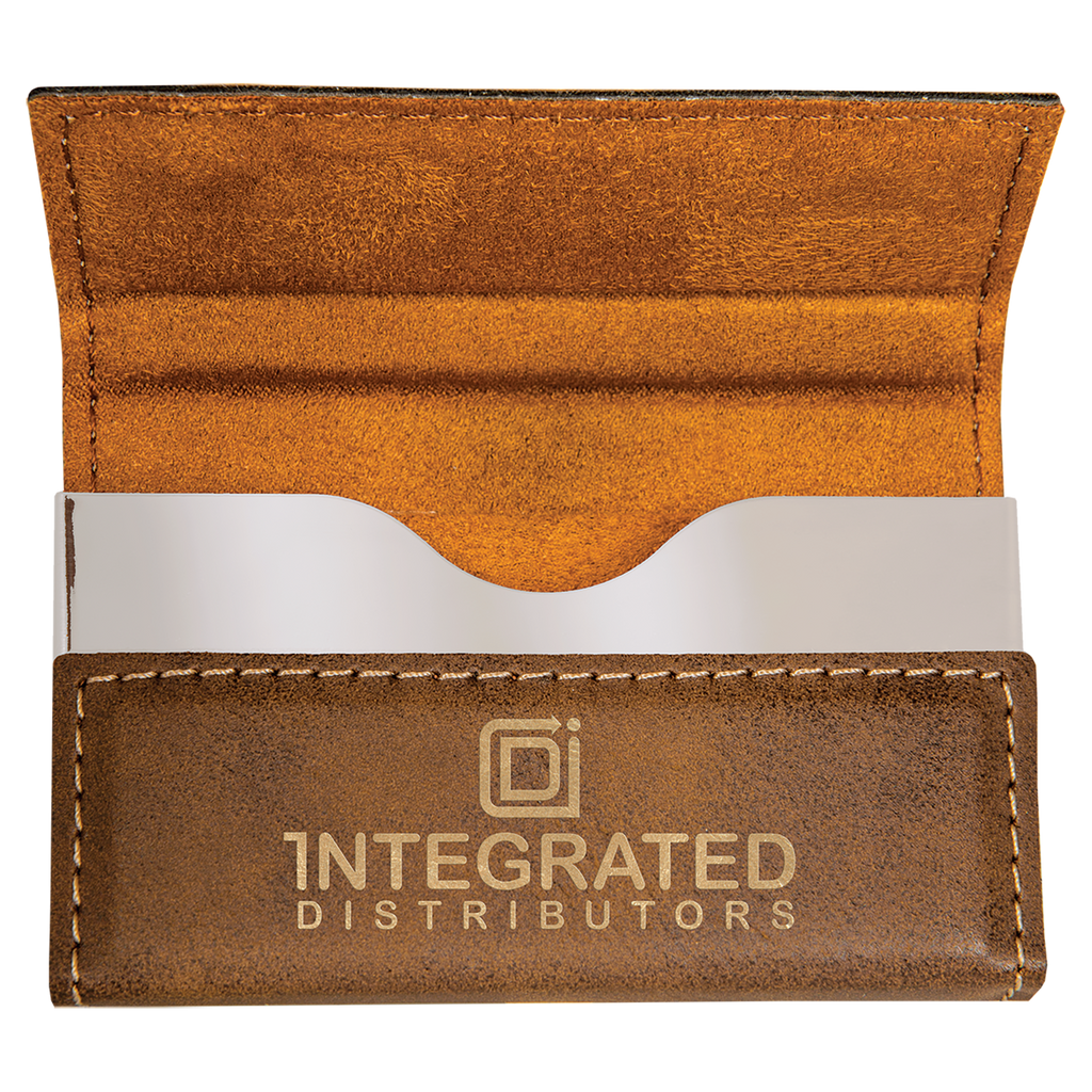 Rustic & Gold Leatherette Hard Business Card Holder