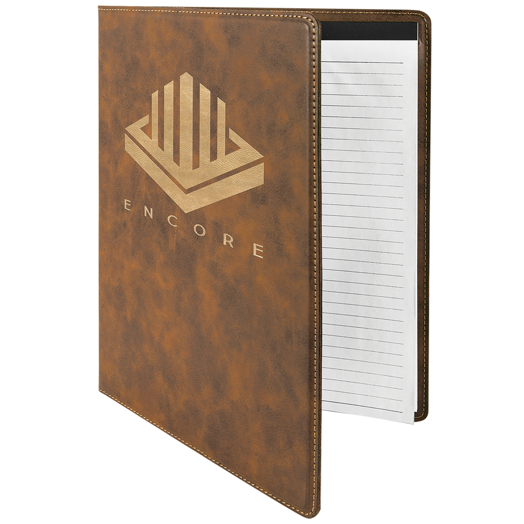 Rustic & Gold Leatherette Portfolio with Notepad