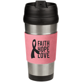 16 oz. Stainless Steel Travel Mug with Pink Leatherette Grip