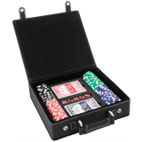Black & Silver Leatherette 100-Chip Poker Set