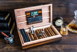 Impressive Cigar Humidor Box with Accessories, High Quality Lacquer Ebony Finish