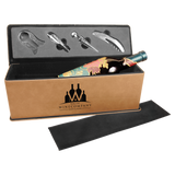 Light Brown Leatherette Single Wine Box with Tools