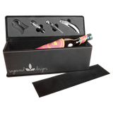 Black & Silver Leatherette Single Wine Box with Tools