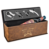 Rustic & Gold Leatherette Single Wine Box with Tools