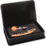 Black & Gold Leatherette 2-Piece Wine Tool Set