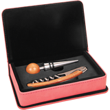 Pink Leatherette 2-Piece Wine Tool Set