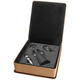 Light Brown Leatherette 3-Piece Wine Tool Set