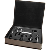 Gray Leatherette 5-Piece Wine Tool Set