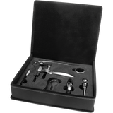 Black & Silver Leatherette 5-Piece Wine Tool Set