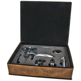 Rustic & Gold Leatherette 5-Piece Wine Tool Set