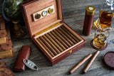 Personalized leather humidor box gift set with matching accessories