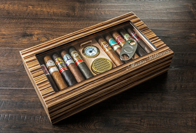 High Gloss Lacquer Glass top Humidor with Removable Cigar Bed