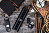 Black cigar case set, Case, Lighter, Cutter