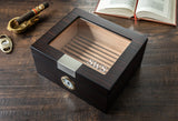 Glass Top Cigar Humidor - Custom engraved humidor box 20-25 Ct.