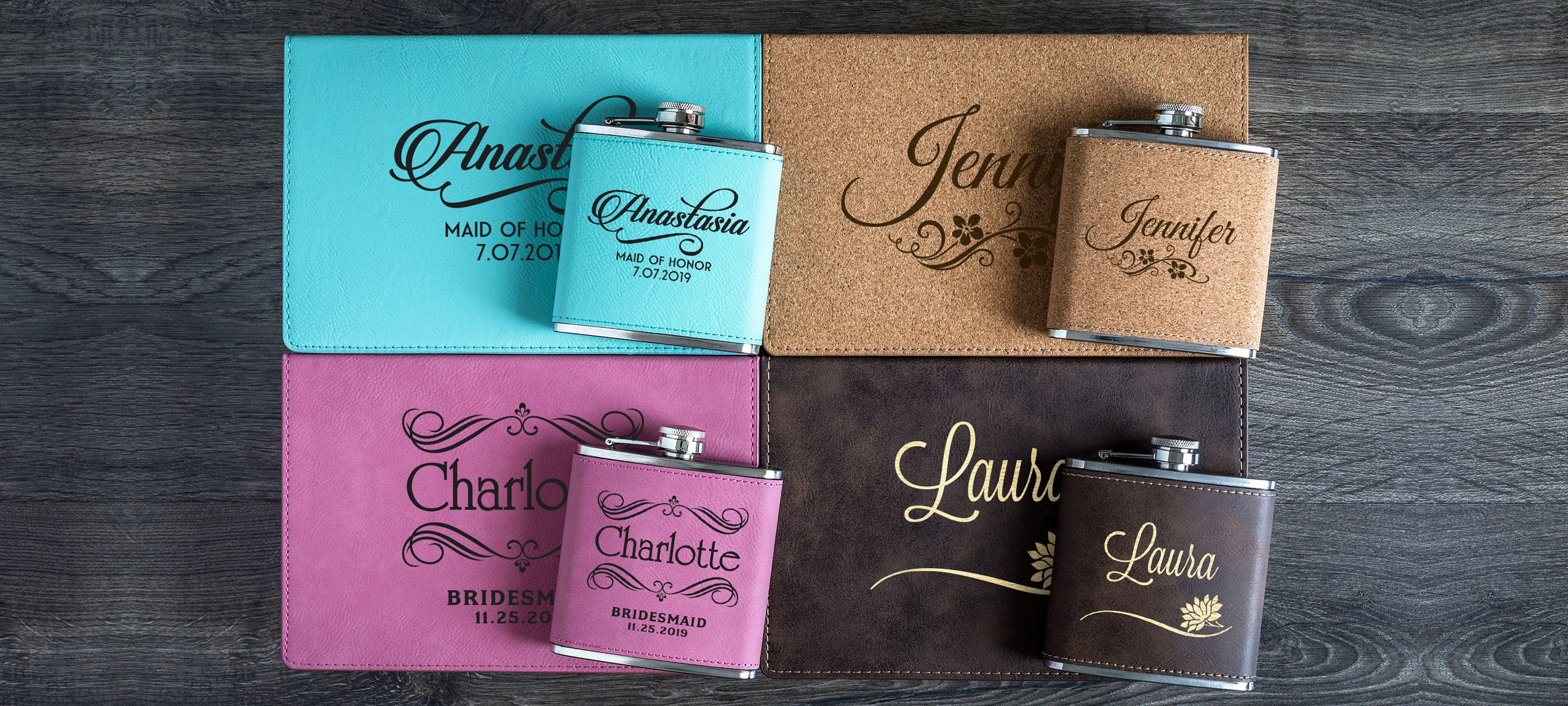 personalized leather flask
