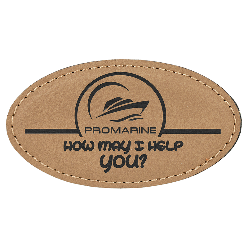 Light Brown Leatherette Oval Name Badge with Magnet