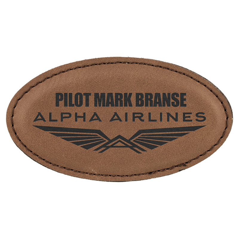 Dark Brown Leatherette Oval Name Badge with Magnet